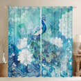 thumbnail image 1 of jejeloiu Bohemian Peacock Black Out Curtains,Vinatge Floral Flowers Curtains Pack of 2 (42x63 Each),White Cyan Bedroom Curtains For Teens,Super Cozy Room Decor, 1 of 6