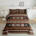 thumbnail image 1 of jejeloiu Boho Bohemain Full Size Comforter Sets,Vintage Aztec Geometric Bedding Comforter Set,Brown Geometric Triangle Bedding Sets,Breathable Room Decorative Reversible,3pcs, 1 of 8