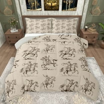 jejeloiu Boho Country Style Bedding Comforter Set,Western Cowboy Twin Comforter Sets,Abstract Hand Drawn Bedding Set For Adults,Super Cozy Room Decor Reversible,2 Pieces