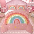thumbnail image 1 of jejeloiu Boho Cute Rainbow Twin Comforter Sets,3D Gold Stars Bedding Set For Girls Teens Reversible 2pcs, 1 of 8