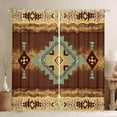 thumbnail image 1 of jejeloiu Boho Exotic Style Black Out Curtains,Rustic Aztec Rhombus Curtains Pack of 2 (42x63 Each),Brown Beige Yellow Bedroom Curtains For Adults,Super Cozy Room Decor, 1 of 6