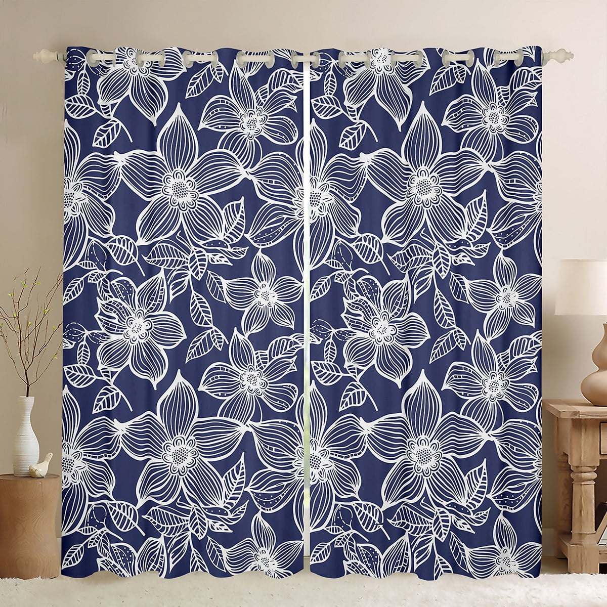 jejeloiu Boho Flower Curtains Pack of 2 (42x84 Each) Modern Aesthetic jejeloiu Boho Flower Curtains Pack of 2 (42x84 Each) Modern Aesthetic