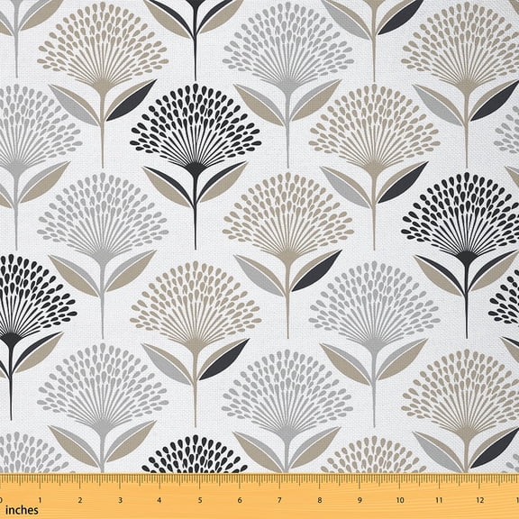 jejeloiu Boho Flowers Fabric by the Yard 3 Yards,Retro Geometric Floral Sewing Fabric,White Black Bohemian Fabric for Sewing For Child,Ultra Soft Home Decor