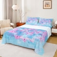 thumbnail image 1 of jejeloiu Boho Lotus Flower Bed Sheets,Watercolor Floral King Sheets For Girls 4 Pieces, 1 of 7
