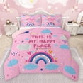 thumbnail image 1 of jejeloiu Boho Rainbow Full Size Comforter Sets,Colorful Stars Loves Bedding Comforter Set,Clouds Print Bedding Sets For Girls,Breathable Home Decor Reversible,3pcs, 1 of 8
