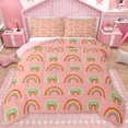 thumbnail image 1 of jejeloiu Boho Rainbow Queen Comforter Set,Cute Kawaii Rainbows Bedding Comforter Set For Girls Teens Reversible 3 Pieces, 1 of 8