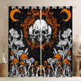 thumbnail image 1 of jejeloiu Boho Skull Moth Black Out Curtains,Bohemian Vintage Mushroom Curtains Pack of 2 (42x63 Each) For Adults, 1 of 6