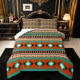 thumbnail image 1 of jejeloiu Bold Aztec Queen Comforter Set For Men Women,Tribal Pattern Comforter Sets Queen,Orange Teal,Reversible,3 Pieces,1 Comforter and 2 Pillowcases, 1 of 7