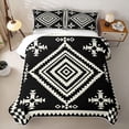 thumbnail image 1 of jejeloiu Bold Aztec Quilt King For Men Women,Tribal Pattern King Coverlet Set,Black White,3 Pieces, 1 of 7