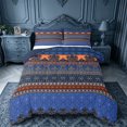 thumbnail image 1 of jejeloiu Bold Border King Size Comforter Sets For Men Women,Tribal Print Comforters King Size,Blue Orange,Navy Blue Reversible,3pcs,1 Comforter and 2 Pillowcases, 1 of 7