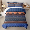 thumbnail image 1 of jejeloiu Bold Border Quilt Full For Men Women,Tribal Print Full Bedspread Sets,Blue Orange,3-Piece, 1 of 7