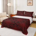 thumbnail image 1 of jejeloiu Bold Damask King Sheets For Men Women,Intricate Pattern Bedding,Red Black,4-Piece,1 Flat Sheet, 1 Fitted Sheet and 2 Pillowcases, 1 of 6