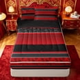 thumbnail image 1 of jejeloiu Bold Paisley Zipper Twin Comforter Sets with Fitted Sheet and 2 Pillowcases For Men Women,Striped Print Zipper Bedding Set,Red Black,Black Reversible,4 Pieces, 1 of 7