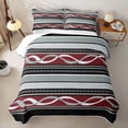 thumbnail image 1 of jejeloiu Bold Striped Bed Spread Queen,Fiesta Print Queen Coverlet Set For Boys,Red Gray,3 Pieces, 1 of 7