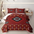 thumbnail image 1 of jejeloiu Bold Tribal Twin Quilt Set For Girls,Rustic Print Twin Coverlet Set,Red Black,2pcs, 1 of 7