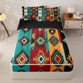 thumbnail image 1 of jejeloiu Bold Tribal Zipper Twin Comforter Sets with Fitted Sheet and 2 Pillowcases For Men Women,Geometric Print Zipper Bedding Set,Multi Color,Black Reversible,4-Piece, 1 of 7