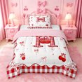 thumbnail image 1 of jejeloiu Bow Cherry Monogrammed H Twin Comforter Sets For Girls,3D Cartoon Initial Print Bedding Set For Kids,Pink Reversible,2 Pieces, 1 of 7