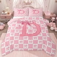 thumbnail image 1 of jejeloiu Bowknot Monogrammed D Twin Comforter Sets,Modern Geometric Checkered Bedding Set For Girls Teens Reversible 2pcs, 1 of 8