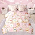 thumbnail image 1 of jejeloiu Bowtie Cartoon Cat 7pcs Bedding Comforter Set,Kawaii Kitten Animal Queen Bedding Sets,Lovely Pet Animals Queen Sheet Sets For Girl Boys,Ultra Soft Home Decor Reversible, 1 of 8