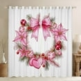 thumbnail image 1 of jejeloiu Bowtie Xmas Wreath Blackout Curtains (2-Pack,38x45),Pink Heart Red Berry,Ultra Soft Decor For Princess, 1 of 6