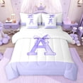 thumbnail image 1 of jejeloiu Bowtie Monogrammed D 7 Pieces Bedding Comforter Set,Ribbon Bow Knot Full Bedding Set For Girls Reversible, 1 of 8
