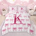 thumbnail image 1 of jejeloiu Bowtie Monogrammed K Bedding Comforter Set,Cartoon Bow Knot Twin Comforter Sets,Pink Kawaii Bowknot Bedding Set For Girl Teens,Ultra Soft Bedroom Decor Reversible,2-Piece, 1 of 8