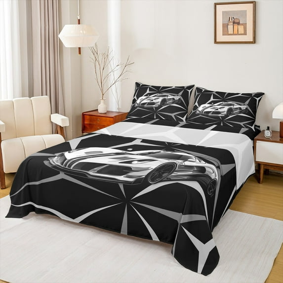 jejeloiu Boy Extreme Sport Twin Sheet Sets,3D Aesthetic Art Twin Fitted Sheet,Green Black Flat Sheet For Children,Super Cozy Room Decor,3pcs