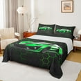 thumbnail image 1 of jejeloiu Boy Extreme Sport Twin Sheet Sets,Geometric Aesthetic Art Twin Fitted Sheet,Green Black Flat Sheet For Children,Super Cozy Room Decor,3-Piece, 1 of 7