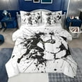 thumbnail image 1 of jejeloiu Boys Ball Game 7pcs Bedding Comforter Set,White Black Splatter Ink Queen Bedding Sets For Boys Teens Reversible, 1 of 8