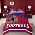thumbnail image 1 of jejeloiu Boys Ball Game Queen Comforter Set,Red Rugby Helmet Bedding Comforter Set For Football Gamer Reversible 3 Pieces, 1 of 8