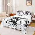 thumbnail image 1 of jejeloiu Boys Ball Game Queen Sheet Sets,White Black Splatter Ink Bed Set For Boys Teens 4pcs, 1 of 7