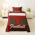thumbnail image 1 of jejeloiu Boys Ball Sport GamingTwin Sheet Sets For Football Gamer,Red Brown Personalized Initial T Bedding For Kids,3 Pieces, 1 of 6