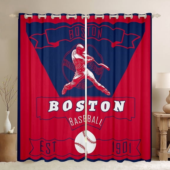 jejeloiu Boys Baseball Game Black Out Curtains,Ball City Curtains Pack of 2 (42x63 Each),Sport Lover Bedroom Curtains For Teens Boy,Microfiber Bedroom Decor