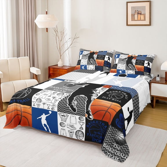jejeloiu Boys Basketball Sport Twin Sheet Sets,Ball Gamer Bedding For Kids 3pcs
