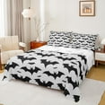 thumbnail image 1 of jejeloiu Happy Halloween Twin Sheet Set (3-Piece) Bats Gray Black Ultra Soft Decor Teens, 1 of 7