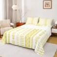 thumbnail image 1 of jejeloiu Bright Geometric Bed Sheets For Girls,Boho Tribal Full Size Sheets,Yellow White,4-Piece,1 Flat Sheet, 1 Fitted Sheet and 2 Pillowcases, 1 of 6