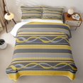 thumbnail image 1 of jejeloiu Bright Striped Quilt King,Sunny Print King Coverlet Set For Boys,Yellow Gray,3pcs, 1 of 7