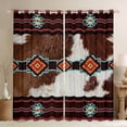 thumbnail image 1 of jejeloiu Brow White Cowhide Black Out Curtains,Rustic Cattle Hide Curtains Pack of 2 (42x63 Each),Country Farmhouse Lodge Bedroom Curtains For Adult,Luxury Bedroom Decor, 1 of 6