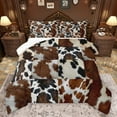thumbnail image 1 of jejeloiu Brow White Cowhide Queen Comforter Set,Patchwork Cattle Hide Bedding Sets,Rustic Farmhouse Hunting Bedding Comforter Set For Adult,Luxury Bedroom Decor Reversible,3pcs, 1 of 8