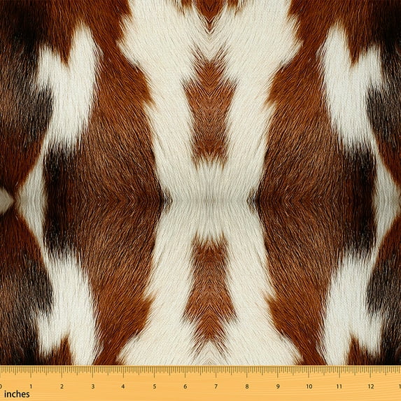 jejeloiu Brown Cow Print Fabric by the Yard 1 Yard,Western Rustic Farmhouse Home Decor Fabric by the Yard,Animal Cowhide Sewing Fabric For Boys Kids,Breathable Home Decor