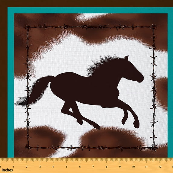 jejeloiu Brown Cow Print Fabric by the Yard 2 Yards,Western Rustic Farmhouse Room Decor Fabric by the Yard,Farm Animal Horse Fabric for Sewing For Boys Kids,Breathable Home Decor