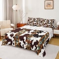 thumbnail image 1 of jejeloiu Brown Cow Print Twin Sheet Sets,Western Rustic Farmhouse Bedding For Cowboy 3-Piece, 1 of 7
