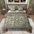 thumbnail image 1 of jejeloiu Brown Deeoblue 7 Pieces Bedding Comforter Set,Retro Victorian Print Full Bedding Set,Rustic Baroque Damask Fitted Sheet Flat Sheet For Girls Teens,Luxury Bedroom Decor Reversible, 1 of 8