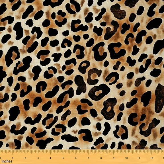 jejeloiu Brown Leopard Print Fabric by the Yard 1 Yard, Vintage Cheetah Print Sewing Fabric, Animal Theme Room Decor Fabric by the Yard, Luxury Bedroom Decor