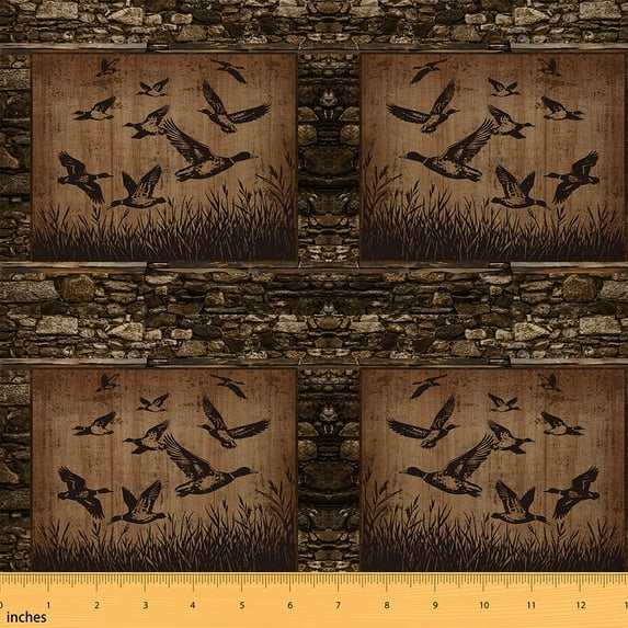 jejeloiu Brown Mallard Duck Fabric by the Yard 1 Yard,Wild Animal Home Decor Fabric by the Yard,Brown Stone Sewing Fabric For Children,Uper Cozy Room Decor