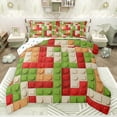 thumbnail image 1 of jejeloiu Building Block Print Bedding Comforter Set,Colorful Funny Toy Twin Comforter Sets,Abstract Striped Plaid Bedding Set For Kids,Super Cozy Room Decor Reversible,2 Pieces, 1 of 8
