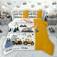 thumbnail image 1 of jejeloiu Bulldozer Crane Truck Queen Comforter Set,Construction Vehicles Excavator Bedding Sets,White Yellow Bedding Comforter Set For Boys Teens,Microfiber Bedroom Decor Reversible,3pcs, 1 of 8
