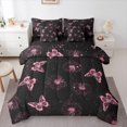 thumbnail image 1 of jejeloiu Butterfly 7-Piece Twin Bedding Sets,Rustic Flower Floral Bedding Comforter Set,Pink Dandelion Sheet Sets For Girls,Breathable Home Decor Reversible, 1 of 8