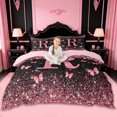 thumbnail image 1 of jejeloiu Butterfly Glitter Initial R Print Duvet Cover Set For Girls,Pink Monogrammed Theme Bedding Full For Kids,Pink Reversible,3pcs(No Comforter), 1 of 6
