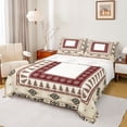 thumbnail image 1 of jejeloiu Cabin Snowflake Bed Sheets,Lodge Pattern Full Size Sheets For Boys,Beige Red,4 Pieces,1 Flat Sheet, 1 Fitted Sheet and 2 Pillowcases, 1 of 6